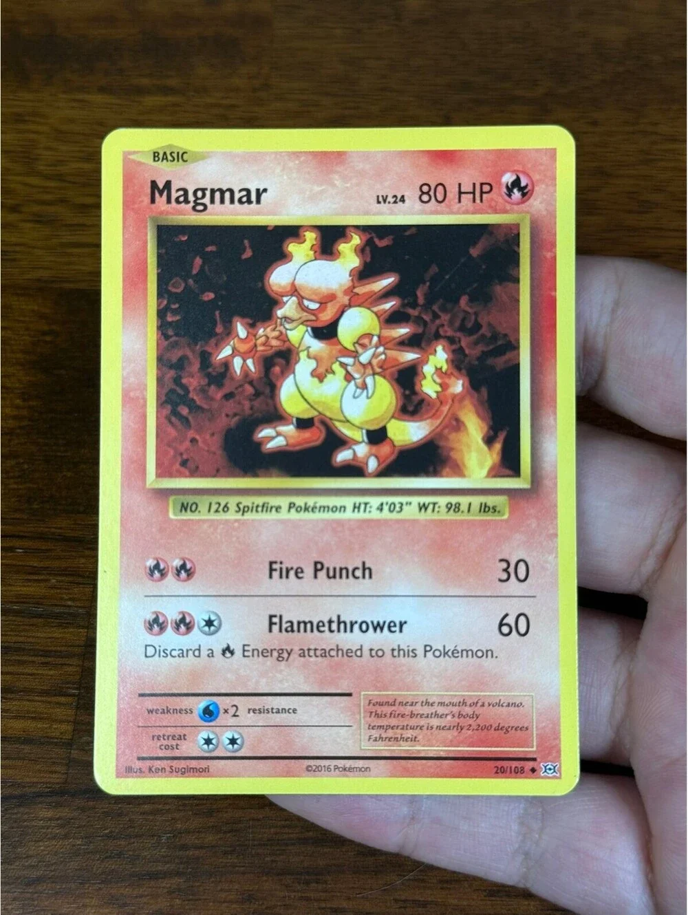 Magmar Pokémon Card - evolutions non holo 2016 XY